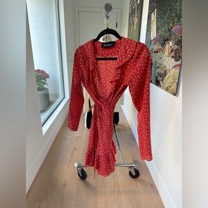 Realisation Par Alexandra Red Star Wrap Mini Dress Size Medium